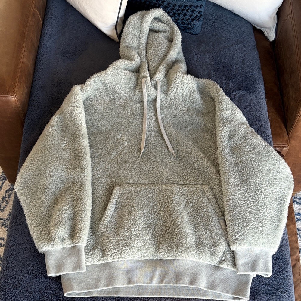 UGG Lorya Cozy Double Face Fleece Hoodie in light blue/gray.